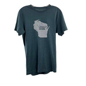 Locally Grown Women's Short Sleeve Blue/White T-Shirt Size Small